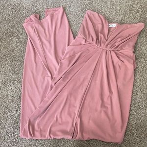 High slit, Strapless Light Pink Long Dress